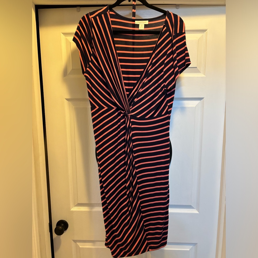 Maternity Short Sleeve Striped Dress